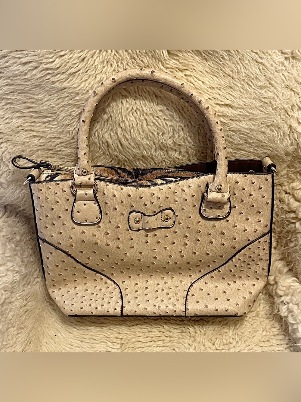 🆕 Beige Ostrich-Texture Women's Tote Bag